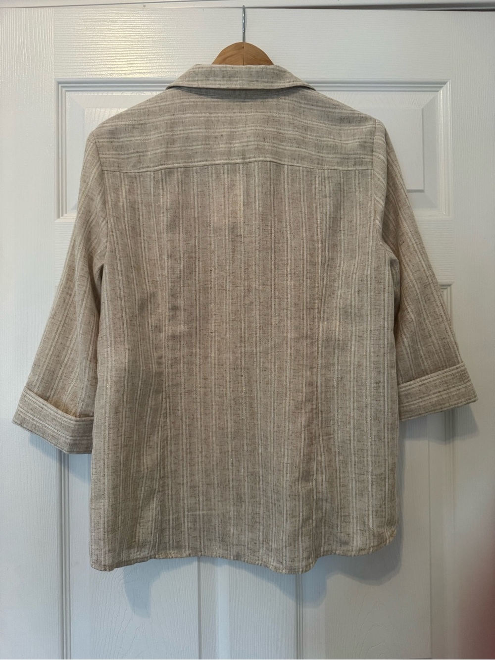 Anne Klein Beige and White Textured Woven Top - Picture 4 of 4